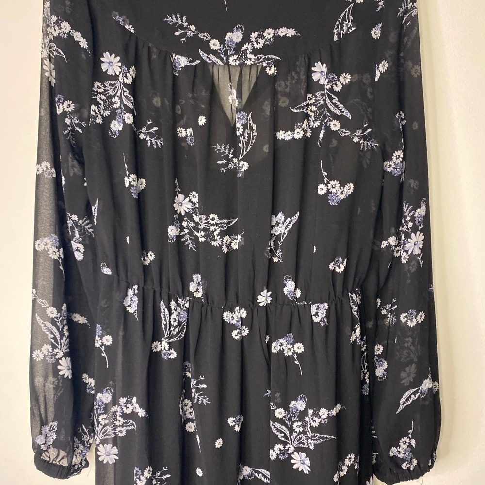 Who What Wear Black Floral Maxi Dress With Sheer Sleeves size small 90s Fall - Picture 13 of 14